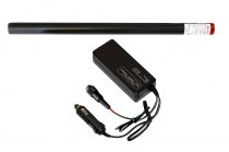 The kit is provided with two rechargeable battery batons plus a charger